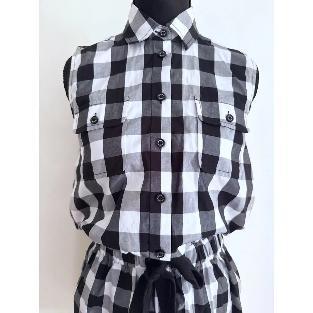 NWT Broome Street Kate Spafe Gingham Plaid Sleeveless Romper XS​​